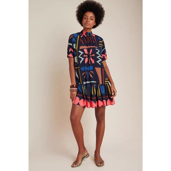 Anthropologie Corey Lynn Calter Meryl Tunic Dress multicolor geo shapes Small - Picture 1 of 9
